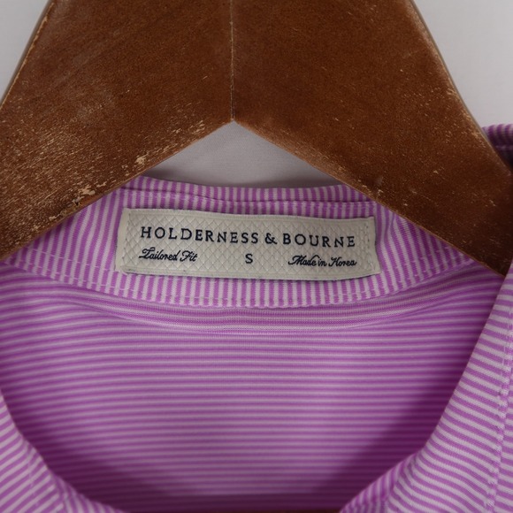 Holderness & Bourne Polo Shirt Men S Purple Striped Tailored Fit Minikahda Club - Picture 6 of 7